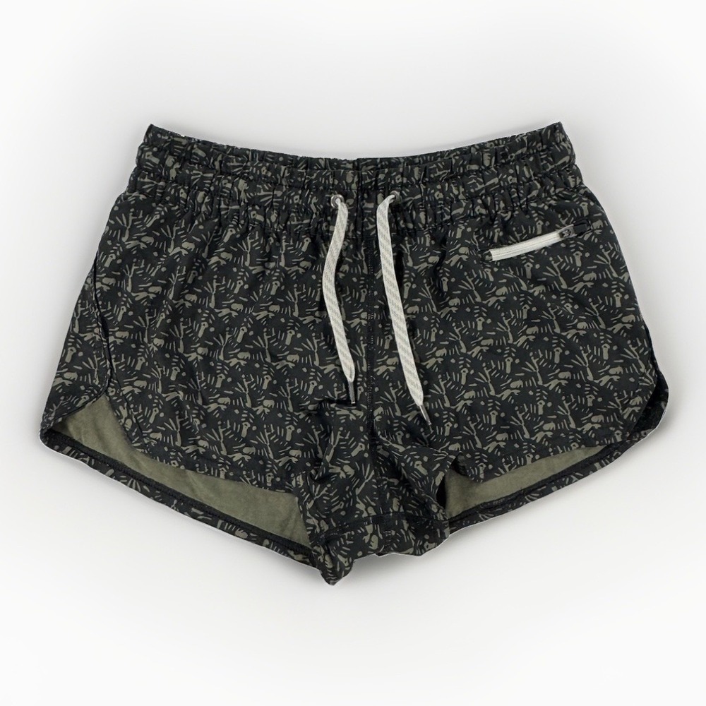 uori Clementine Shorts Women's Small Black Olive Print Lined Athletic Run
